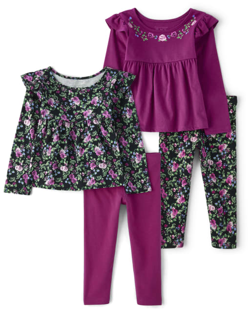 Toddler Girls' Floral Top & Leggings Set - Cat & Jack™ Purple 12M