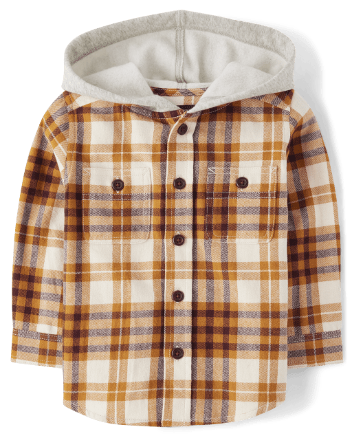 Baby And Toddler Boys Plaid Flannel Hooded Top