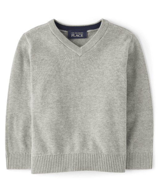 Baby And Toddler Boys Long Sleeve V Neck Sweater H T SMOKE The Children s Place