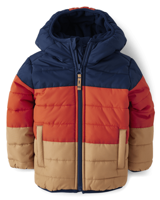 Baby And Toddler Boys Long Sleeve Colorblock Puffer Jacket