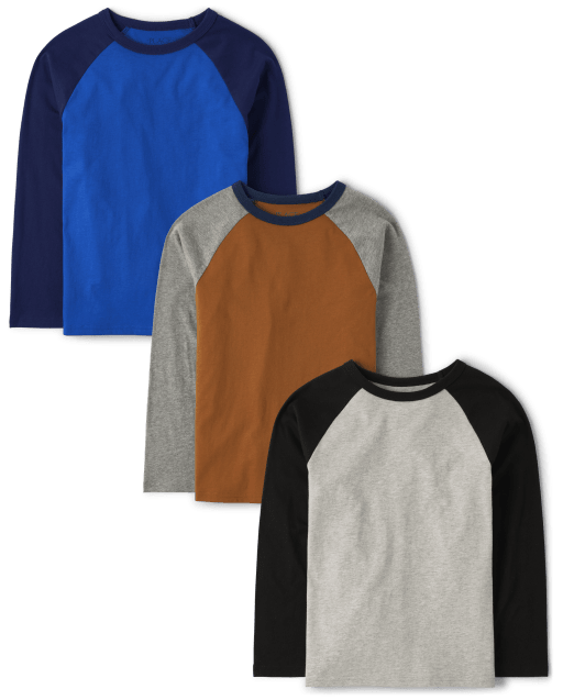 Boys Mix And Match Long Raglan Sleeve Top 3-Pack | The
