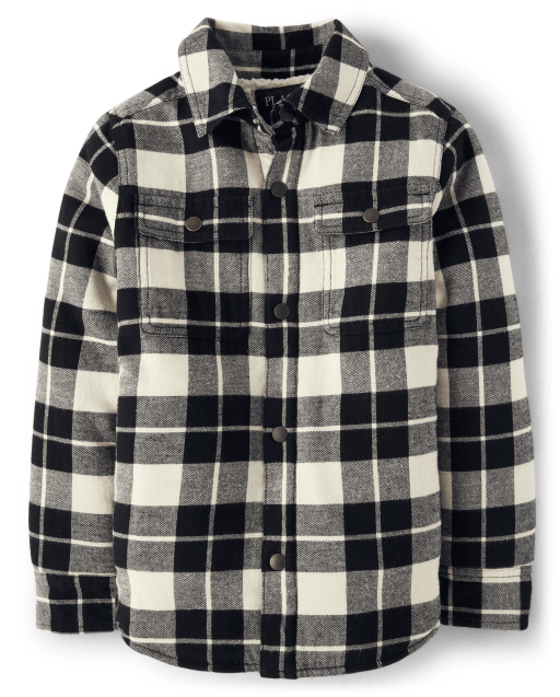 Boys sherpa lined flannel top