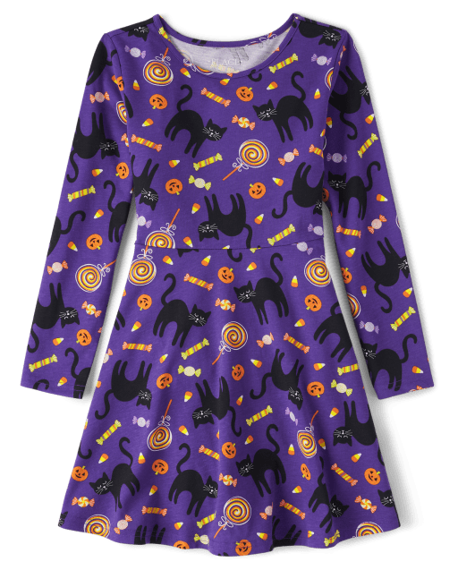 cat skater dress Womens Cute Cat Graphic Green Skater Dress