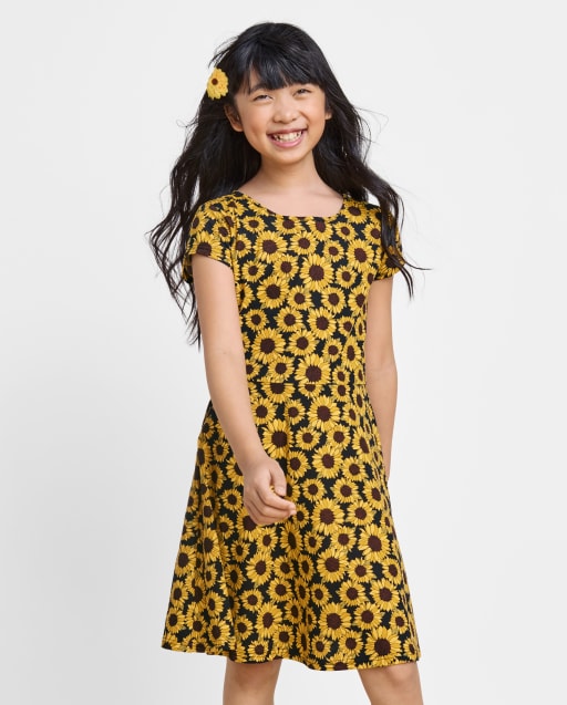 Sunflower dresses for little girls deals