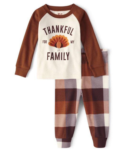 Unisex Baby And Toddler Matching Family Thanksgiving Long Raglan Sleeve Thankful For My Family Snug Fit Cotton Pajamas ORANGE The Children s Place CA