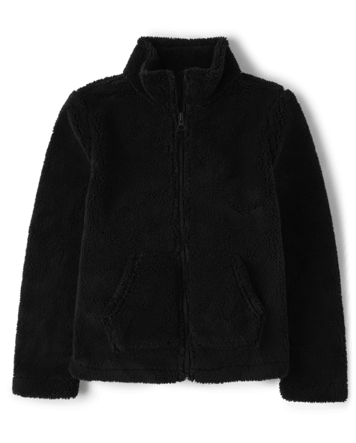 Little Surprise Box Black Brown Tiny Bear Quilted Sherpa Winter Jacket for Kids main image 0