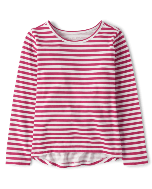 Girls Mix And Match Long Sleeve Striped Basic Layering Tee
