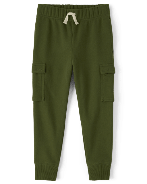 Boys Active Mix And Match Fleece Knit Cargo Jogger Pants