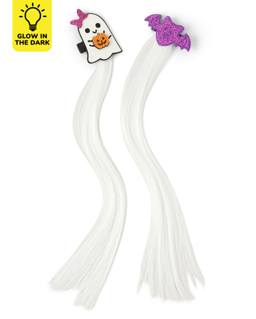 Girls Halloween Glow In The Dark Ghost Bat Hair Extension Hair Clip 2