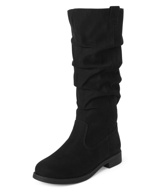 Girls Slouch Faux Suede Tall Boots | The Children's Place CA - BLACK