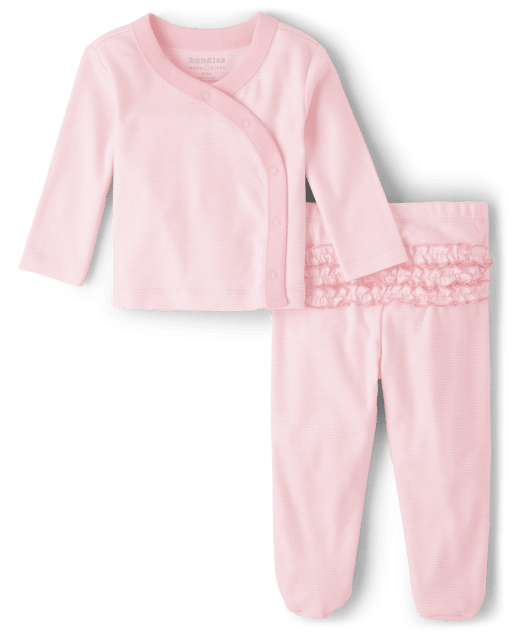 Baby Girls Long Sleeve Striped And Knit Pants Ruffle 2-Piece Take Me ...