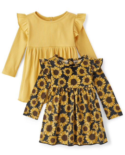 Body de manga larga con estampado de girasoles para bebé niña