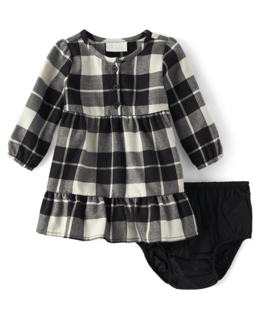Baby girl black and white plaid dress online