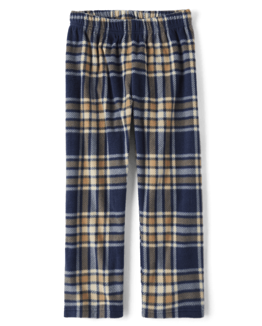 Boys Plaid Knit Fleece Pajamas Pants