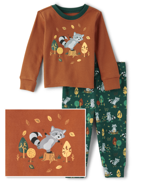 Baby And Toddler Boys Long Sleeve Raccoon Snug Fit Cotton Pajamas GREEN The Children s Place CA