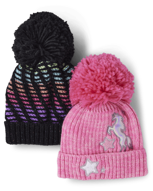 Girls Unicorn Pom Pom Beanie 2-Pack | The Children's Place - MULTI CLR