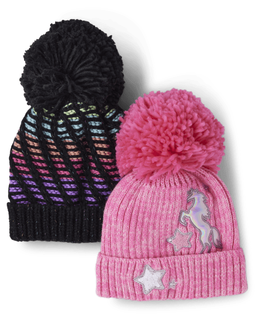 Girls Sequin Pom Pom Beanie  The Children's Place - MISTY MAUVE