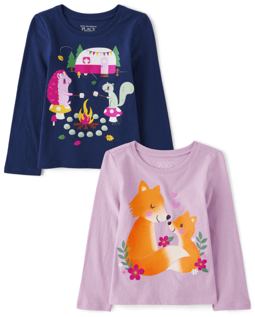 BABYL【海外輸入品】SPIRIT FOXES TEE Lサイズ Baby And Toddler Girls Long Sleeve Animal And Fox Graphic Tee 2