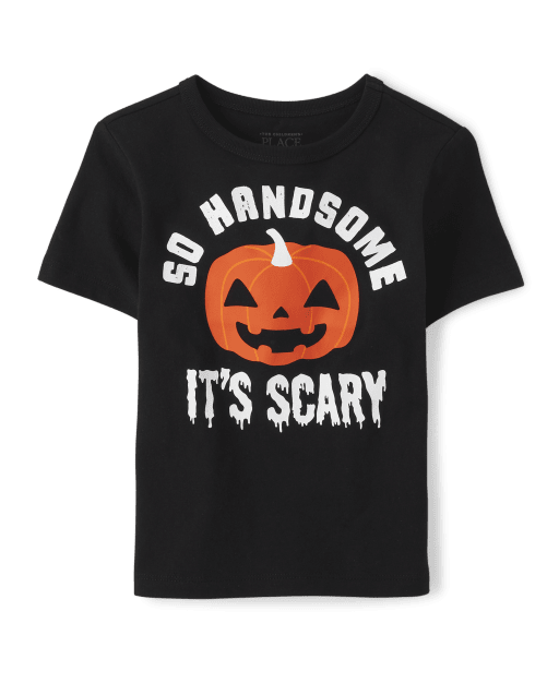 parásito Departamento vendaje Camiseta estampada de calabaza guapa de manga corta de Halloween para bebés  y niños pequeños | The Children's Place - BLACK
