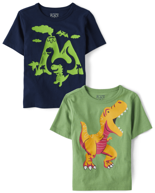  Cat & Jack Camiseta de manga corta con estampado de Dino Pizza  para niños pequeños, Verde : Ropa, Zapatos y Joyería