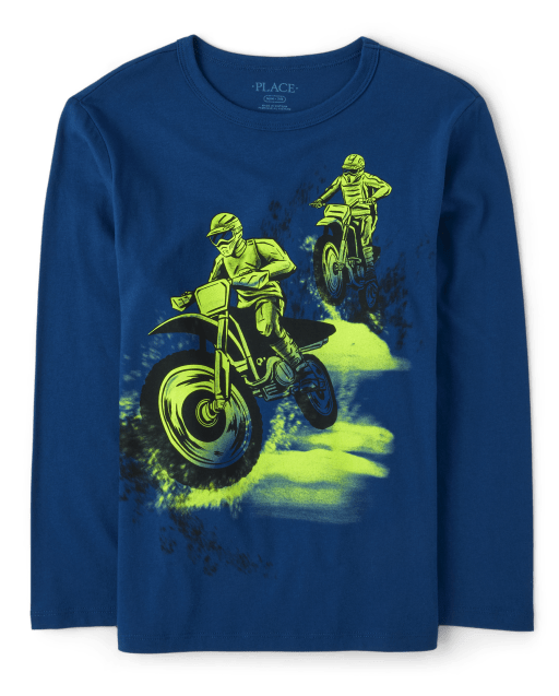 Boys Long Sleeve Bikers Graphic Tee | The Children's Place - PACIFIC BLUE