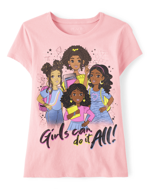 manga corta con estampado Do It All para niñas | The Children's Place - WHISPERPNK