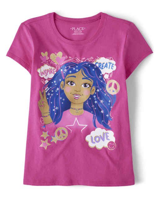 Girls Short Sleeve Girl Graphic Tee PINK The Children's Place