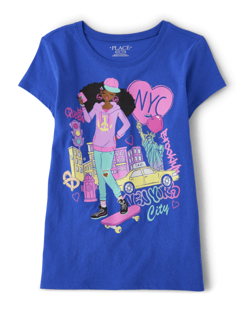 Girls Short Sleeve NYC Girl Graphic Tee The Children s Place