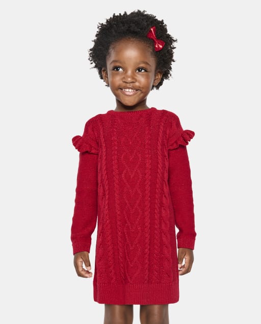 Baby And Toddler Girls Long Sleeve Cable Knit Sweater Dress