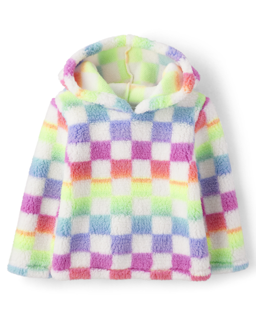 Toddler Girls Active Long Sleeve Rainbow Heart Hoodie And Knit