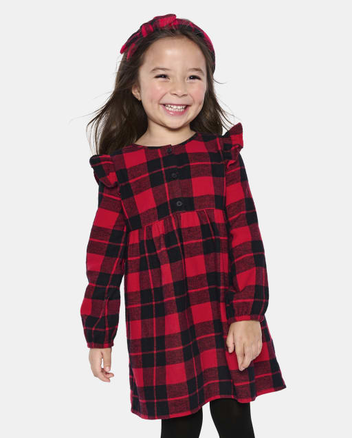 Toddler Girls Matching Family Long Sleeve Plaid Flannel Woven