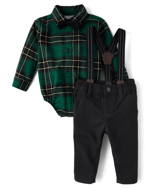 Baby Boys Matching Family Long Sleeve Plaid Oxford Button Up