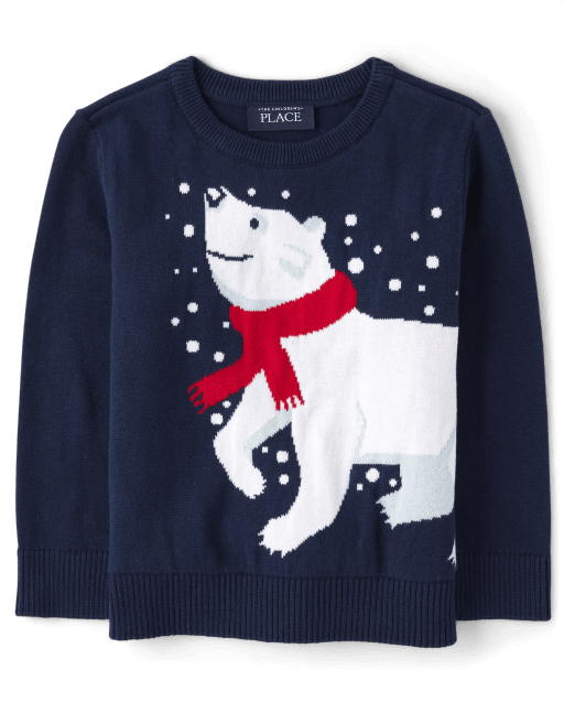 Baby And Toddler Boys Long Sleeve Intarsia Polar Bear Sweater