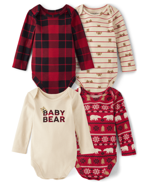 Baby Boys Long Sleeve Bear Bodysuit 4Pack The Children's Place
