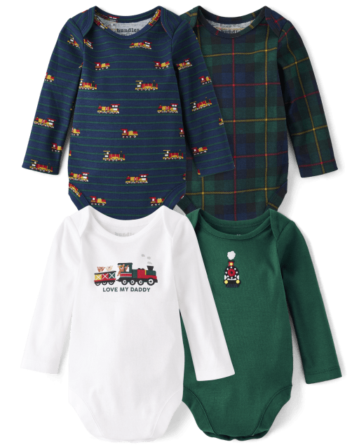 Baby Boys Long Sleeve Train Bodysuit 4 Pack The Children s Place