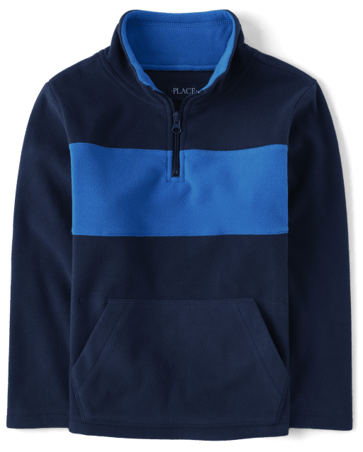 Boys Long Sleeve Colorblock Microfleece Half Zip Pullover The