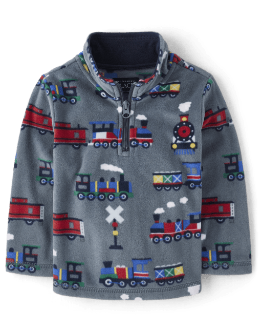 Toddler Boys Long Sleeve Print Microfleece HalfZip Pullover The