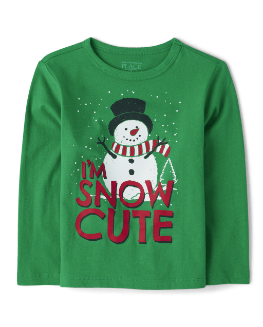 Baby And Toddler Boys Christmas Long Sleeve Snowman Graphic Tee