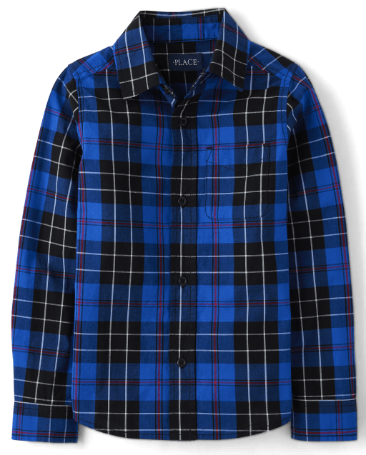 Boys Long Sleeve Plaid Poplin Button Up Shirt The Children s