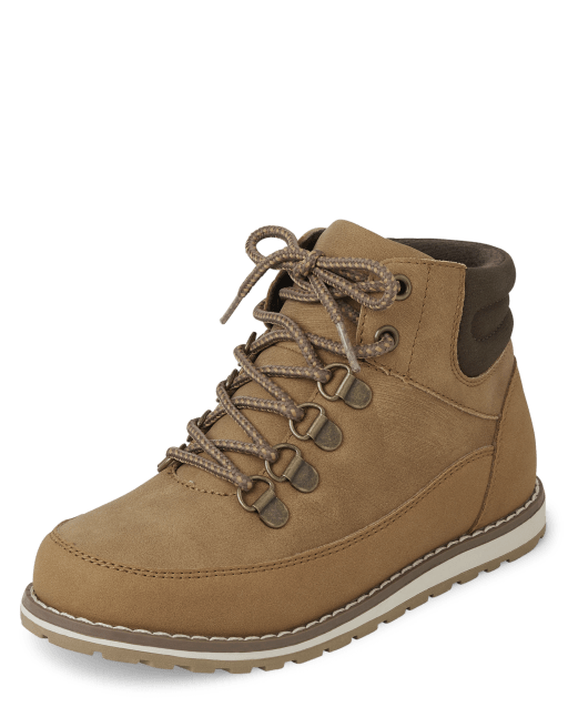 Boys Lace Up Faux Leather Hi Top Boots The Children s Place CA TAN