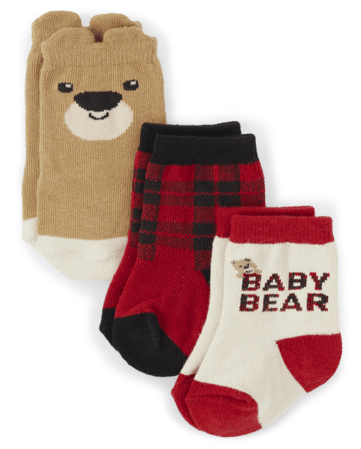 Unisex Baby Bear Midi Socks 3-Pack | The Children's Place - MULTI CLR