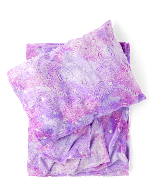 Girls Glow In The Dark Dream Star Blanket And Pillow 2Piece Set The