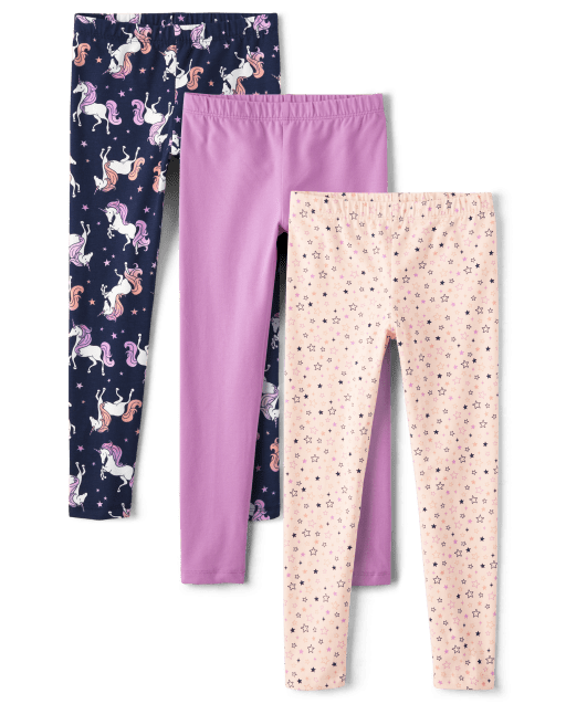 Girls Mix And Match Print Knit Leggings 3-Pack