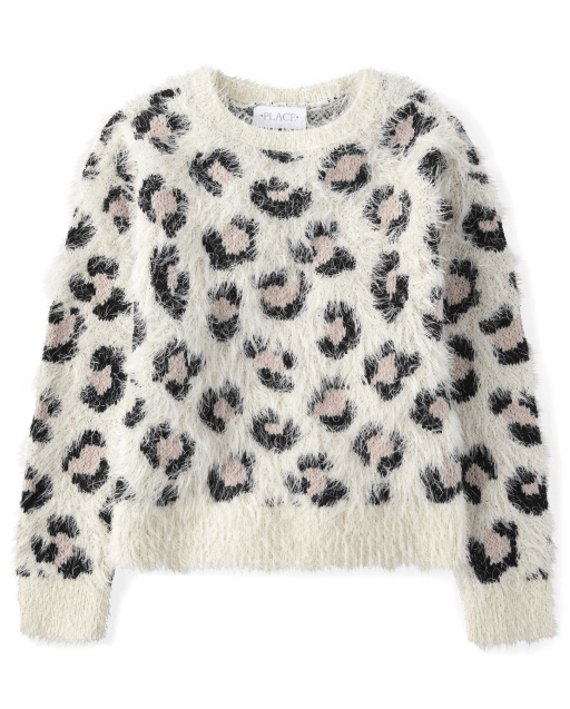 Girls leopard print sweater top