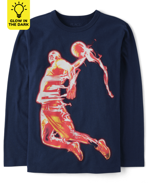Boys Long Sleeve Glow In The Dark Basketball Player Graphic Tee TIDAL The Children s Place CA