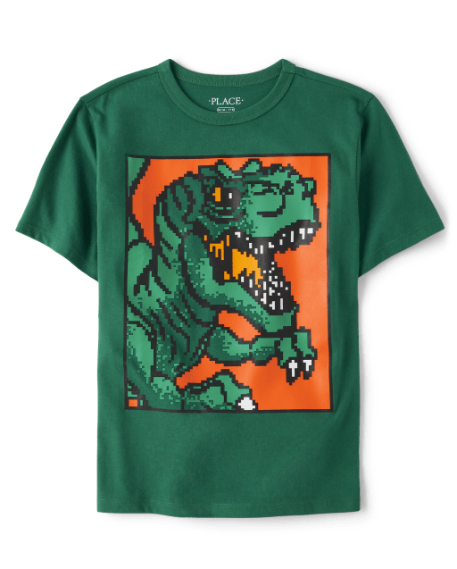 Boys Short Sleeve Dino Graphic Tee | The Children's Place - PARK BENCH GREEN