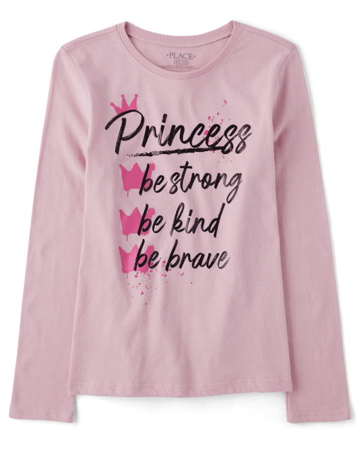 Girls Long Sleeve Princess Graphic Tee | The Children's Place - ROSE QUARTZ