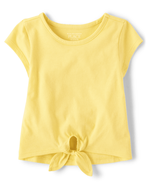 Toddler Girls Mix And Match Short Sleeve Tie-Front Top