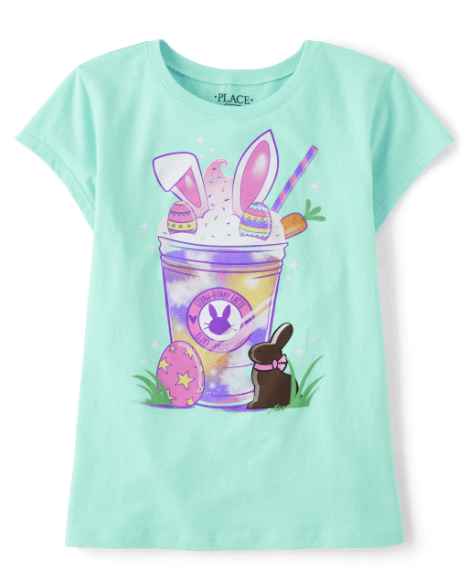 Girls Short Sleeve Easter Milkshake Graphic Tee - AQUA | The