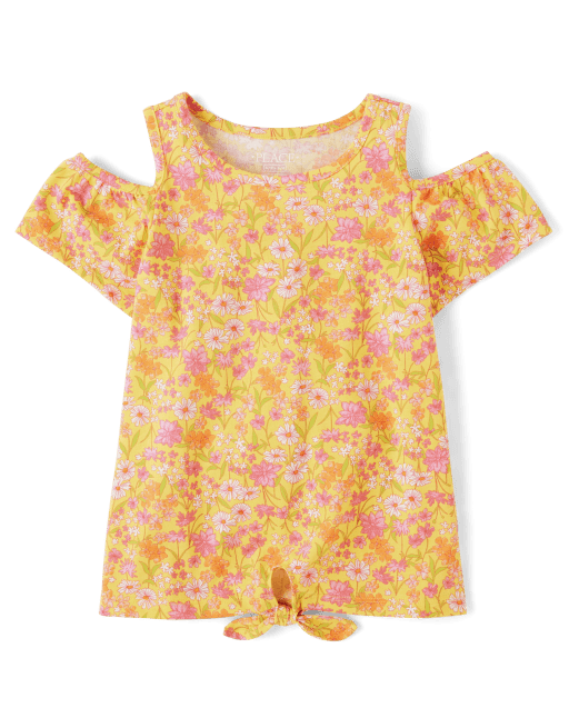yellow cold shoulder top